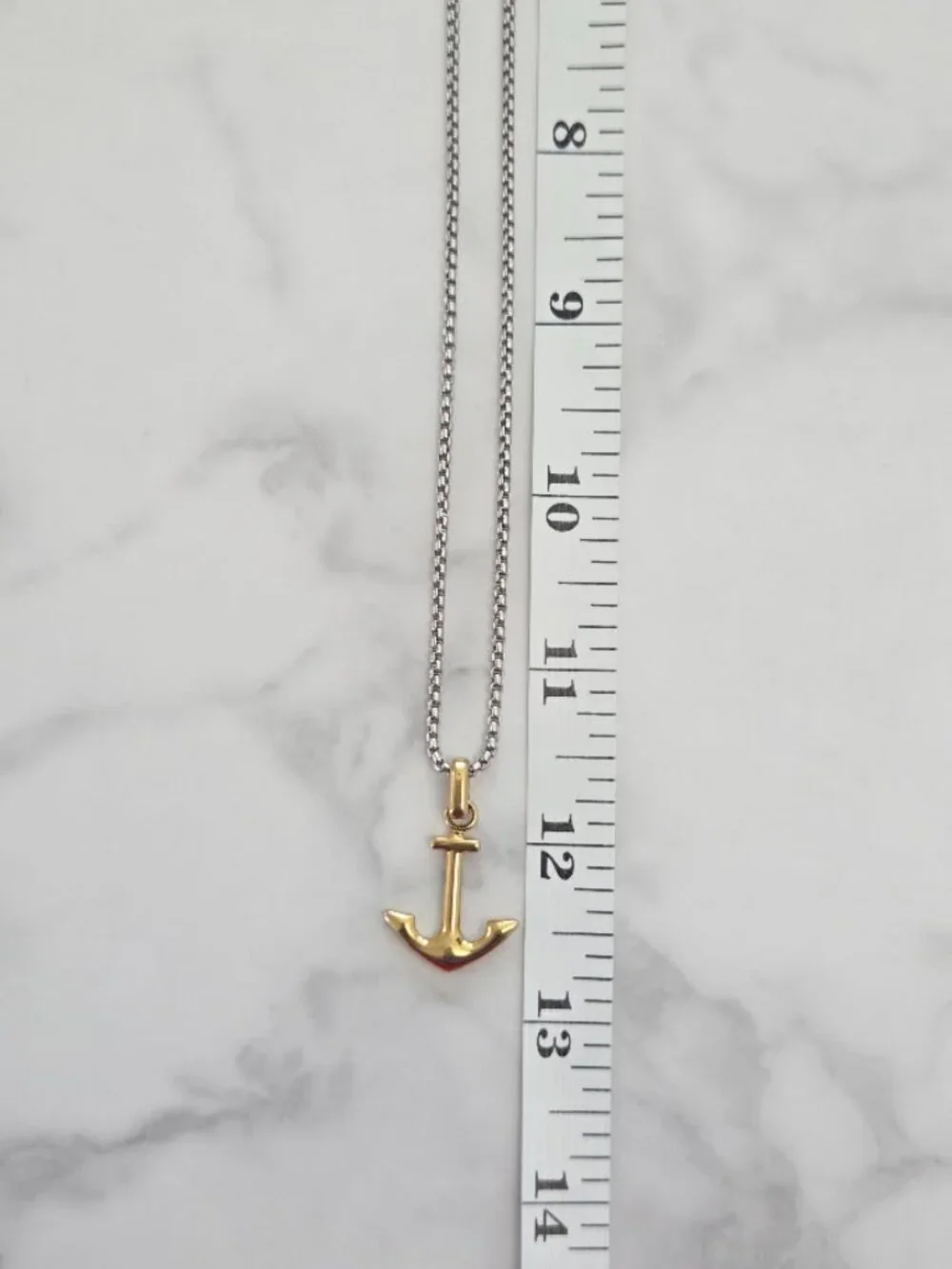 Anchor Pendant Box Chain Necklace Stainless Steel Gold Silver Nautical Unisex Je